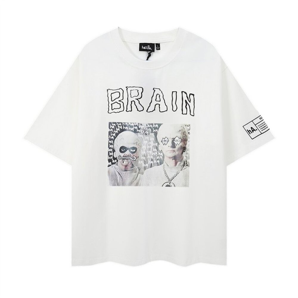 Haculla White Short Sleeved Shirt With Character And Lettering Pattern